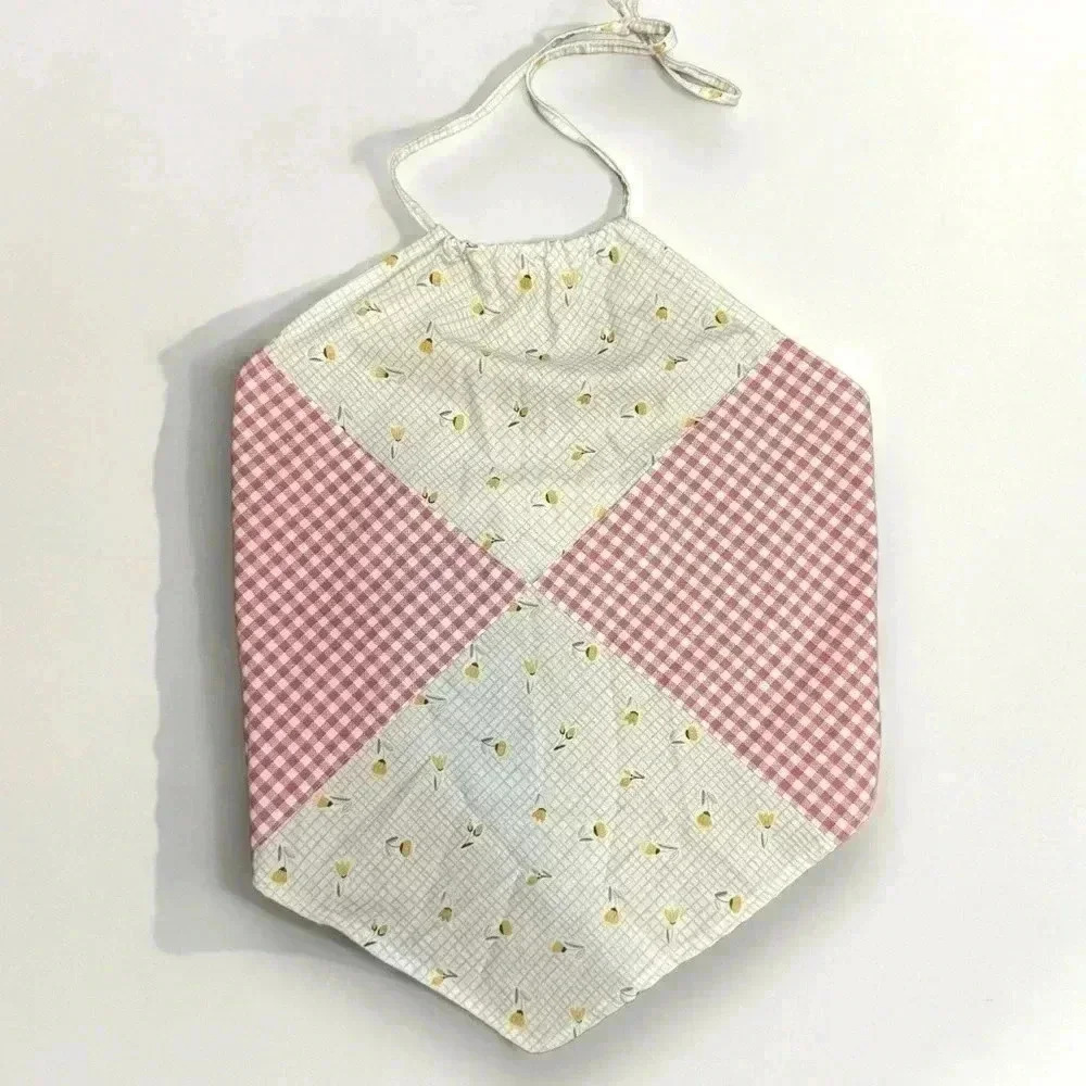 NWT PATCHWORK COTTAGECORE GINGHAM BANDANA STYLE TOP S